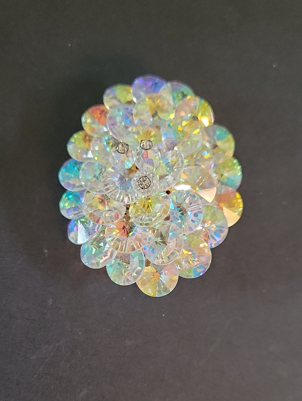 Iridescent Crystal Cluster Brooch - Women Accessories